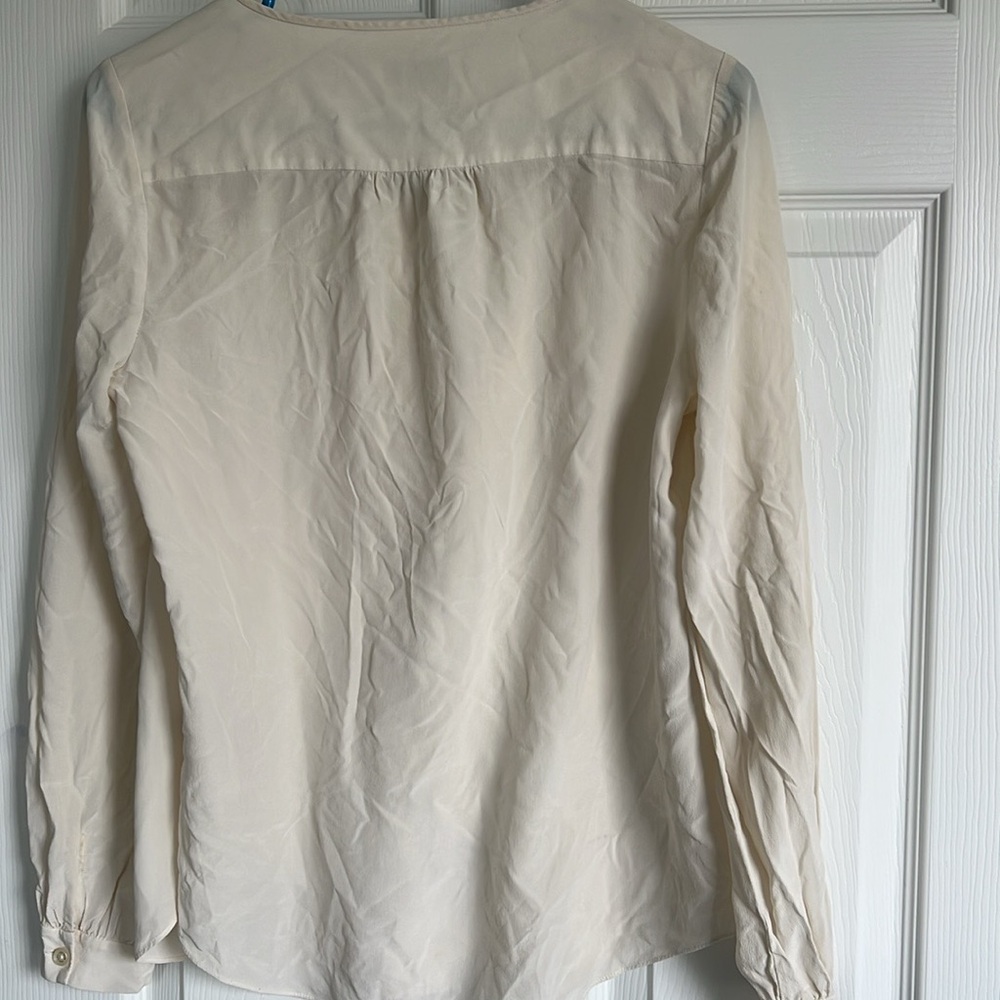 Kate Spade 100% silk crepe ivory bow blouse Size 8 - Picture 4 of 5